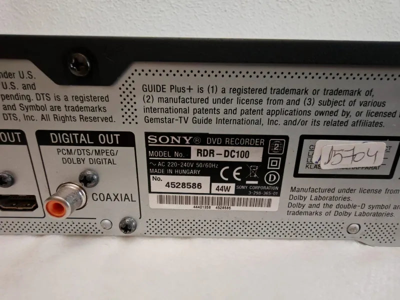 Reproductor DVD Sony RDR-DC100 con Mando