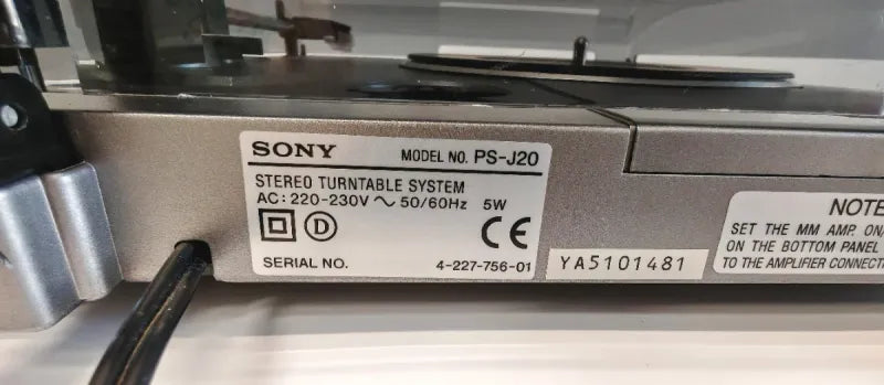 Tocadiscos Sony PS-J20 Plata